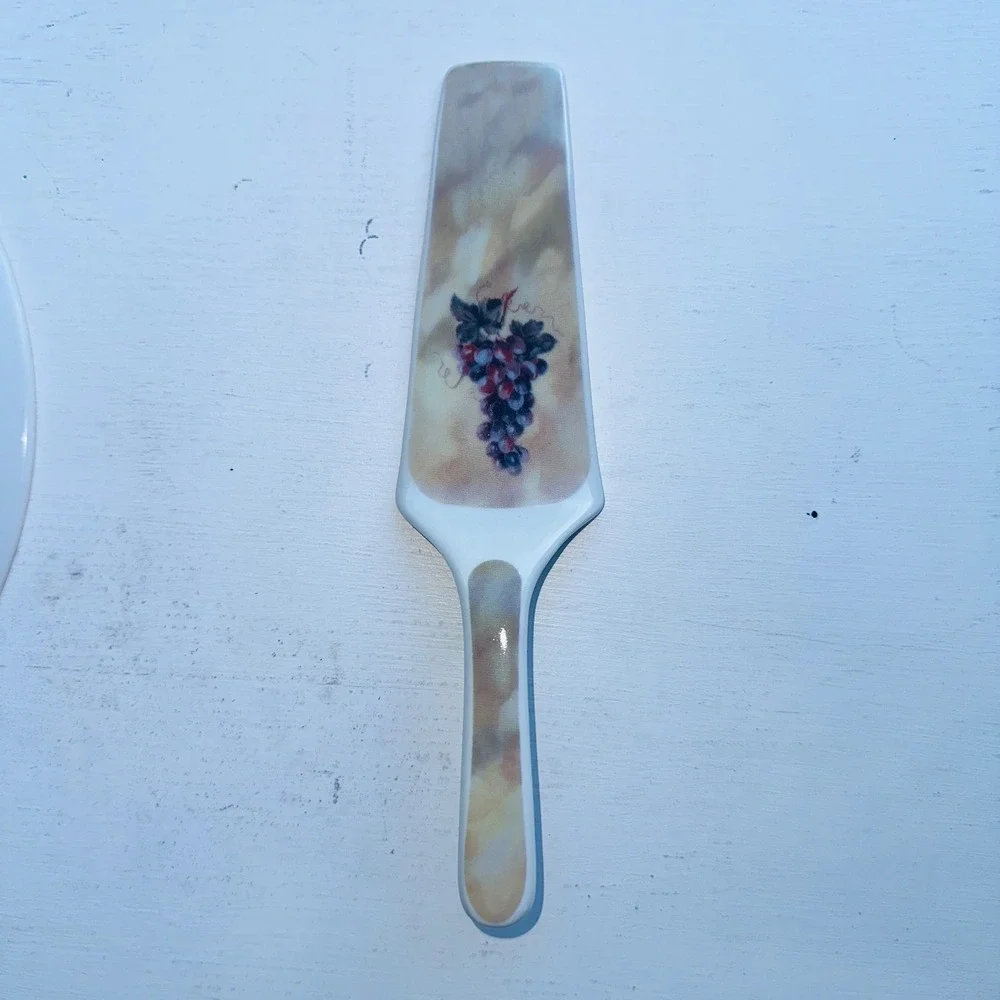 I. Godinger & Co. Porcelain Cake Plate and Server Set Grapes Motif Multicolor